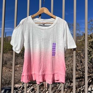 Skinnygirl NWT Short Sleeve Women’s Top Size S Color Peach Ombré